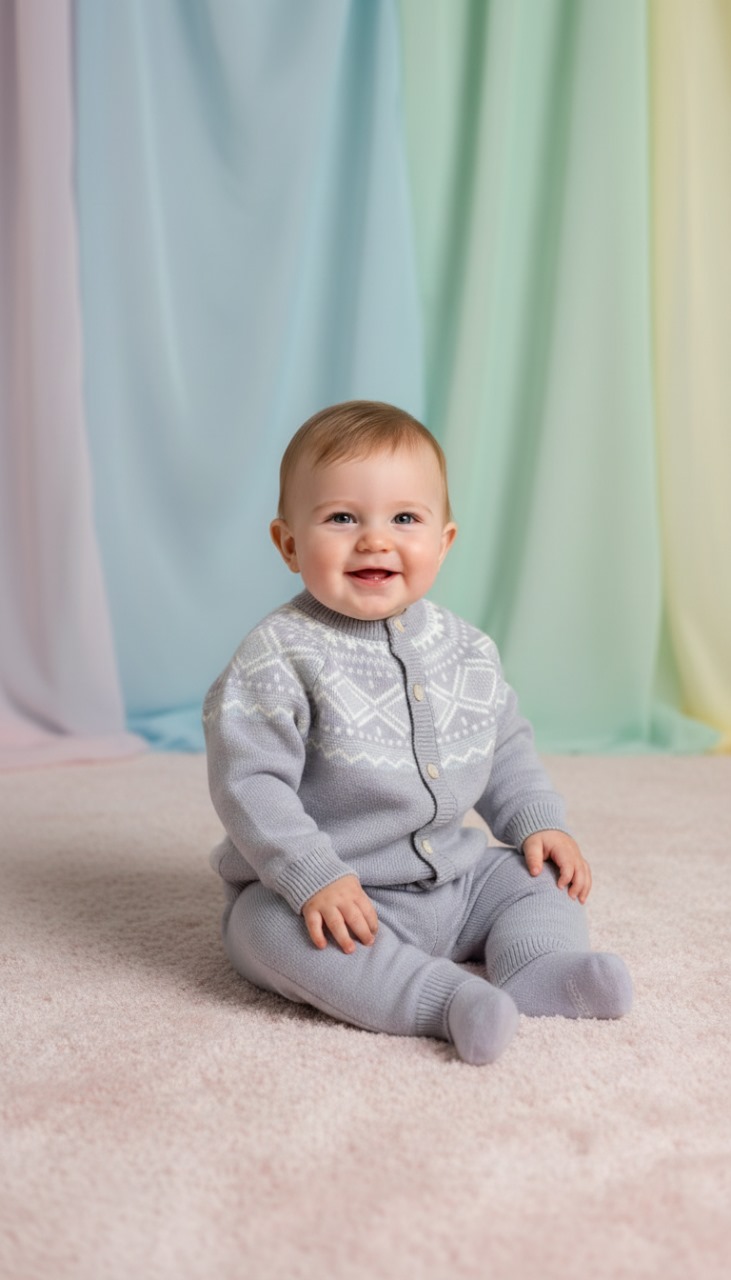 Winter Baby Boy Grey White  Sweater