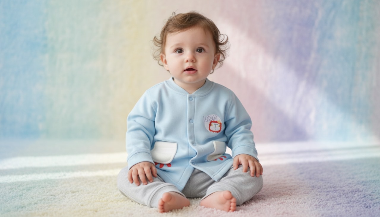 Winter Baby Boy Sky Blue Shirt Grey Pajama