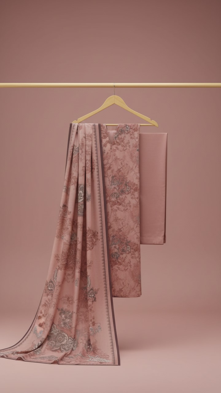 MTJ Muted Pink Winter Women Clothes 3 Piece Printed